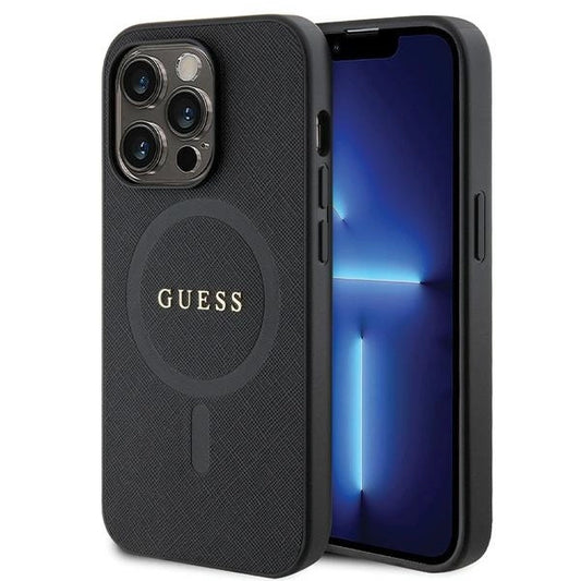 Guess GUHMP14LPSAHMCK case for iPhone 14 Pro - black Saffiano MagSafe_0