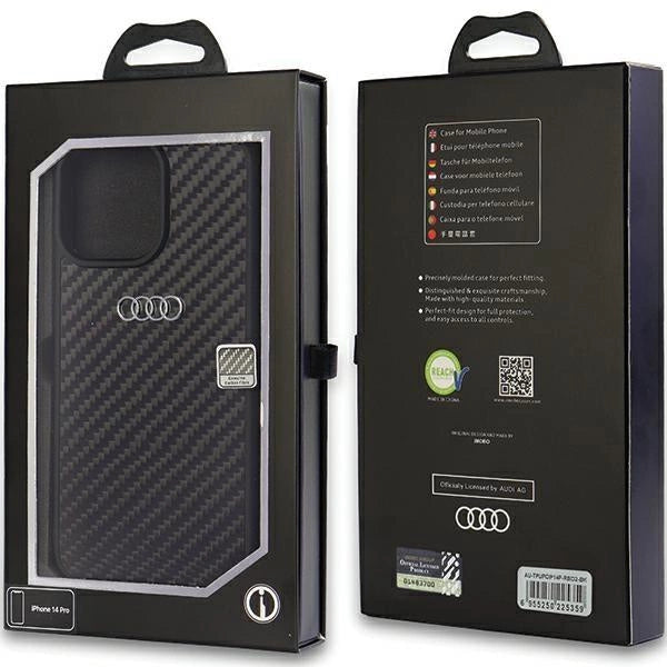 Audi Carbon Fiber iPhone 14 Pro 6.1" black/black hardcase AU-TPUPCIP14P-R8/D2-BK_2