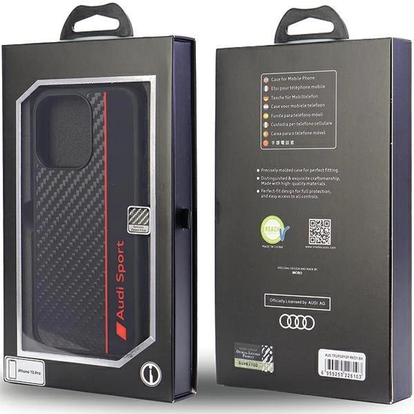 Audi Carbon Fiber Stripe iPhone 13 Pro / 13 6.1" black/black hardcase AUS-TPUPCIP13P-R8/D1-BK_4