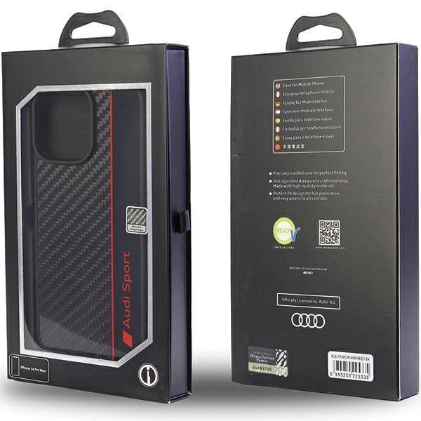 Audi Carbon Fiber Stripe iPhone 14 Pro Max 6.7" black/black hardcase AUS-TPUPCIP14PM-R8/D1-BK_6