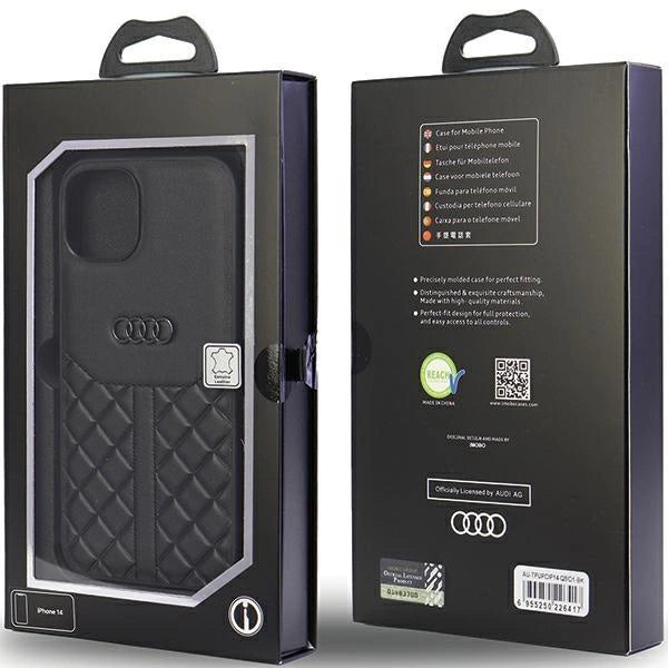 Audi Genuine Leather iPhone 14 6.1&quot; black/black hardcase AU-TPUPPCIP14-Q8/D1-BK_6