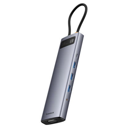 HUB 11in1 Baseus Metal Gleam Series USB-C to USB-C PD / 3x USB-A 3.0 / USB-A 2.0 / HDMI / VGA / AUX / RJ-45 / SD TF - gray_1