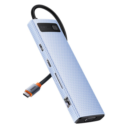 HUB 11in1 Baseus Metal Gleam Series USB-C to USB-C PD / 3x USB-A 3.0 / USB-A 2.0 / HDMI / VGA / AUX / RJ-45 / SD TF - gray_7