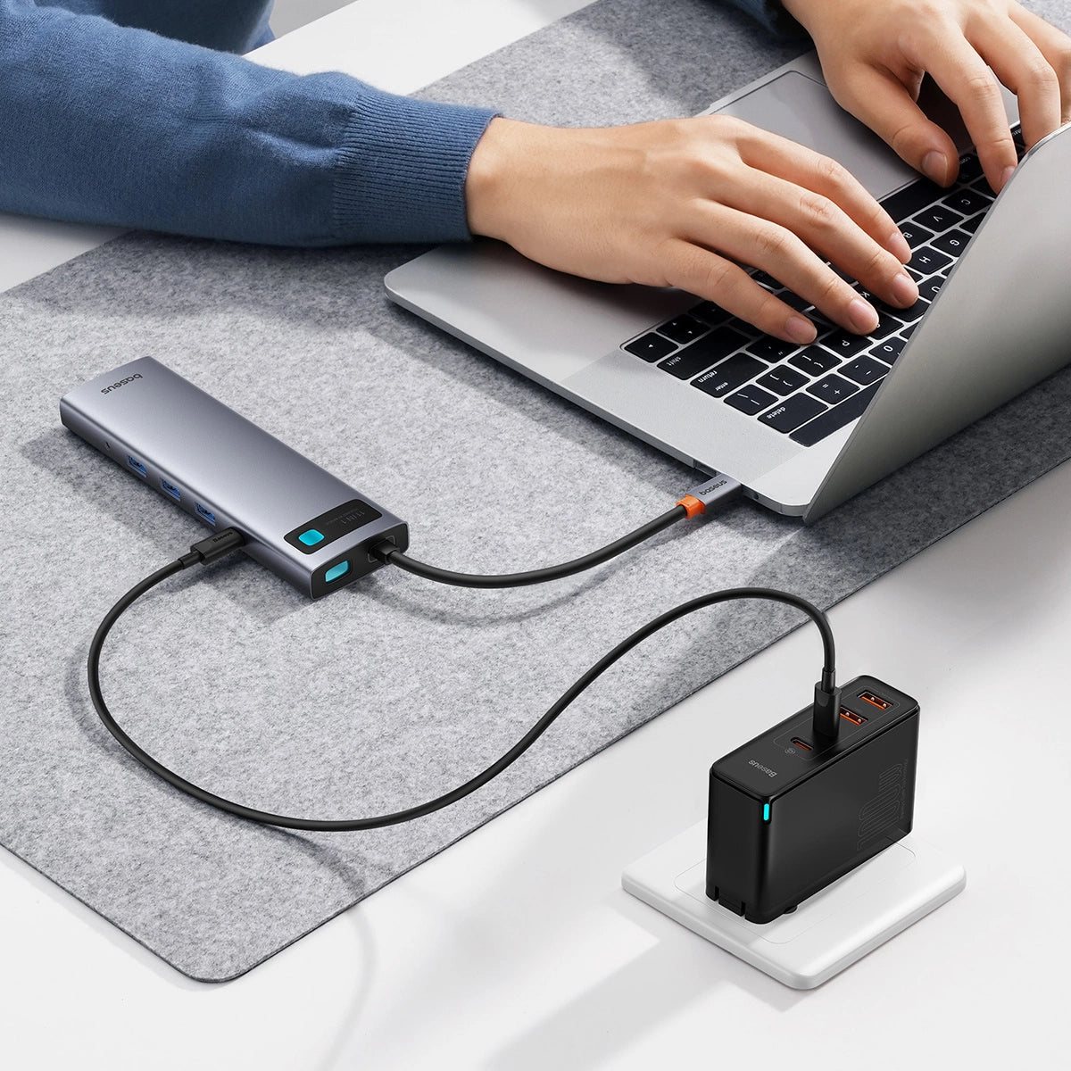 HUB 11in1 Baseus Metal Gleam Series USB-C to USB-C PD / 3x USB-A 3.0 / USB-A 2.0 / HDMI / VGA / AUX / RJ-45 / SD TF - gray_2