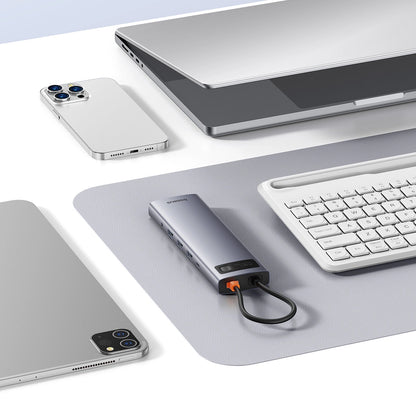 HUB 11in1 Baseus Metal Gleam Series USB-C to USB-C PD / 3x USB-A 3.0 / USB-A 2.0 / HDMI / VGA / AUX / RJ-45 / SD TF - gray_8