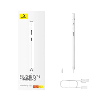 Baseus Smooth Writing 2 stylus with active tip for iPad + USB-A - Lightning cable and replaceable tip - white_7