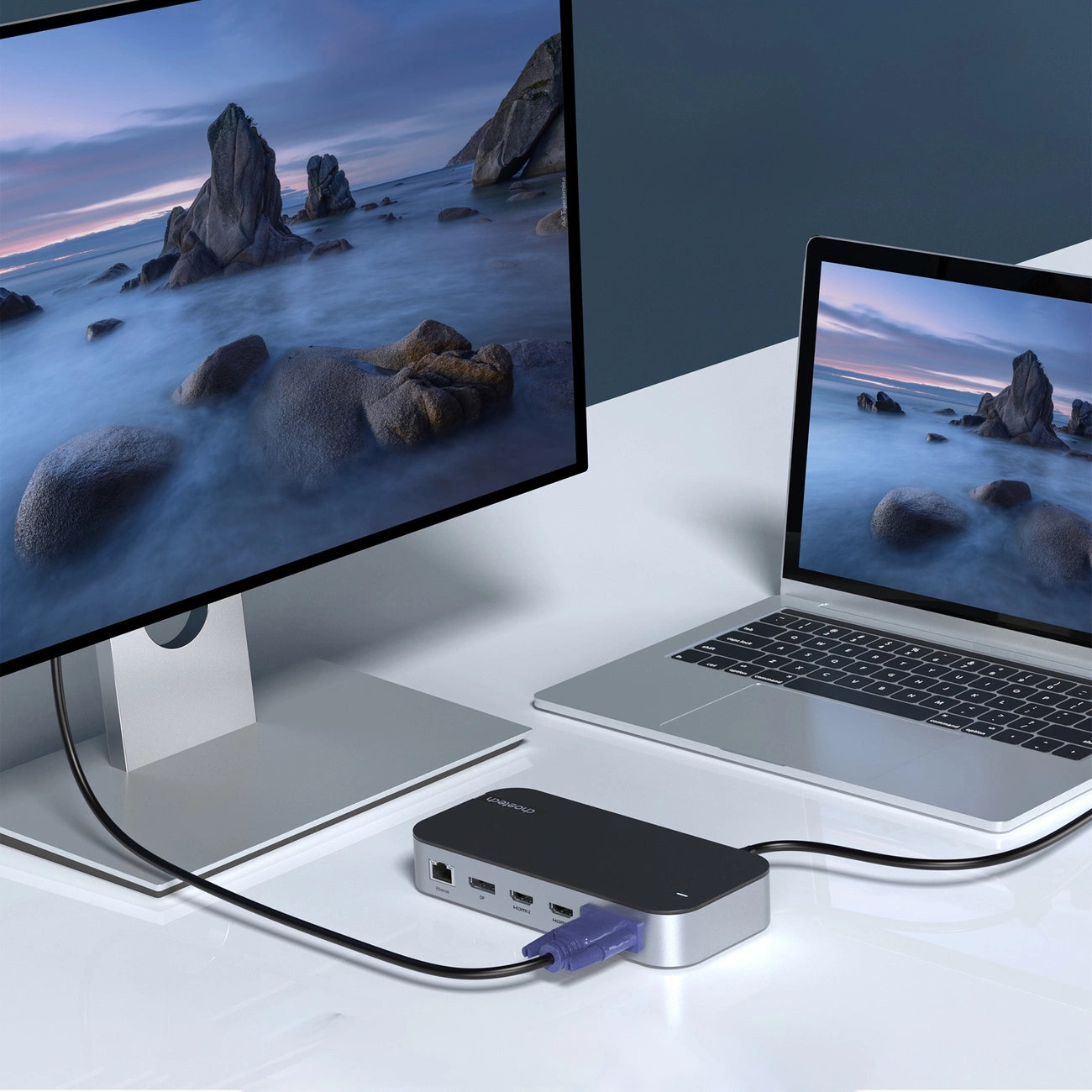 HUB Choetch M52 USB-C - USB-C PD/USB-C/USB-A/HDMI/VGA/DP/SD/TF/RJ45/AUX - gray_10