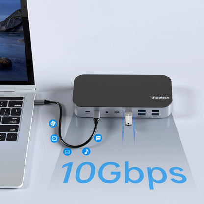 HUB Choetch M52 USB-C - USB-C PD/USB-C/USB-A/HDMI/VGA/DP/SD/TF/RJ45/AUX - gray_6