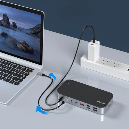 HUB Choetch M52 USB-C - USB-C PD/USB-C/USB-A/HDMI/VGA/DP/SD/TF/RJ45/AUX - gray_7