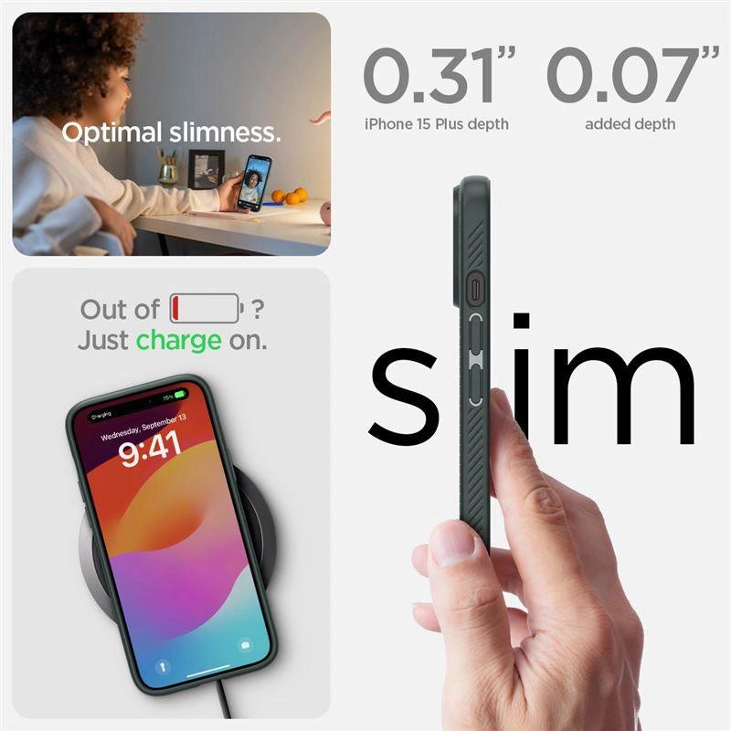 Spigen Liquid Air iPhone 15 Plus Case - Dark Green_9