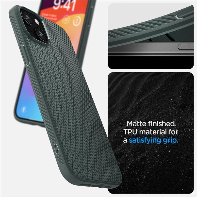 Spigen Liquid Air iPhone 15 Plus Case - Dark Green_7