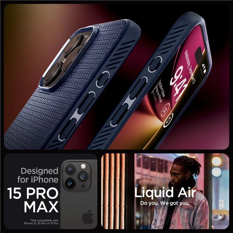Spigen Liquid Air Case for iPhone 15 Pro Max - Blue_4