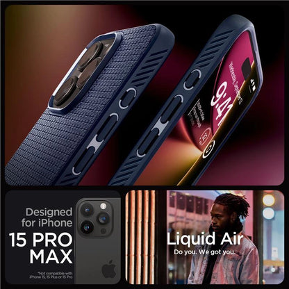 Spigen Liquid Air Case for iPhone 15 Pro Max - Blue_4