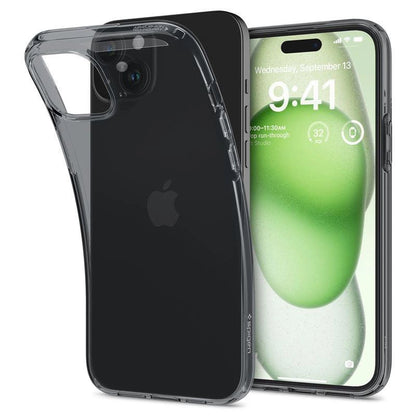 Spigen Crystal Flex iPhone 15 Plus Case - Gray-Transparent_7