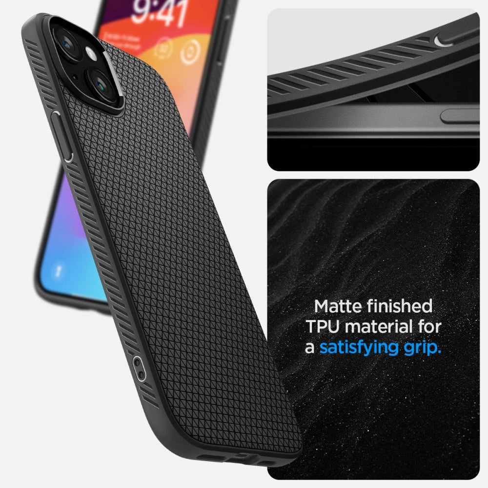 Spigen Liquid Air Case for iPhone 15 Plus - Matte Black_11