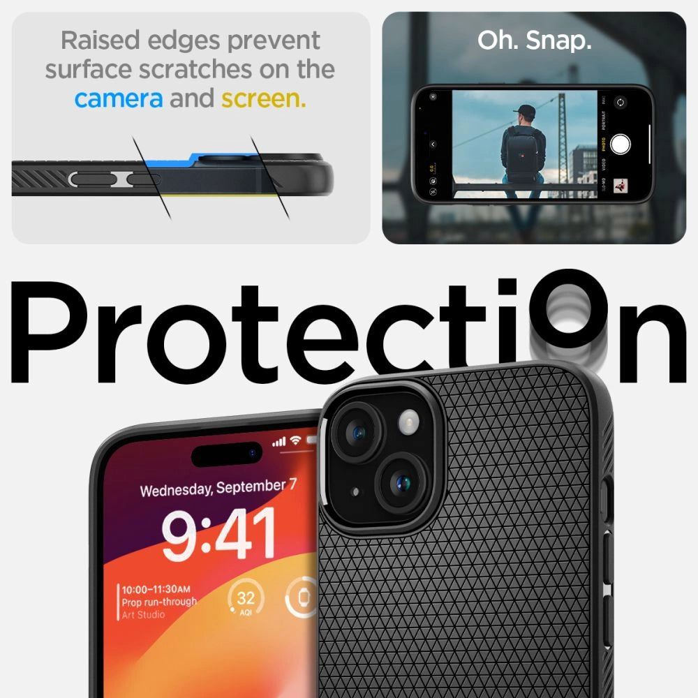Spigen Liquid Air Case for iPhone 15 Plus - Matte Black_12