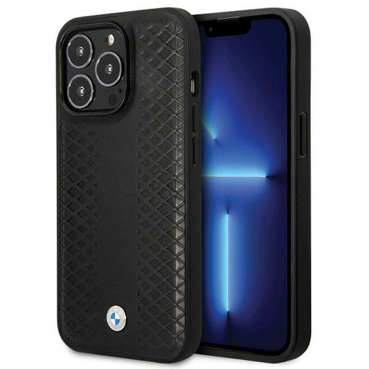 BMW Leather Diamond Pattern case for iPhone 14 Pro - black_0
