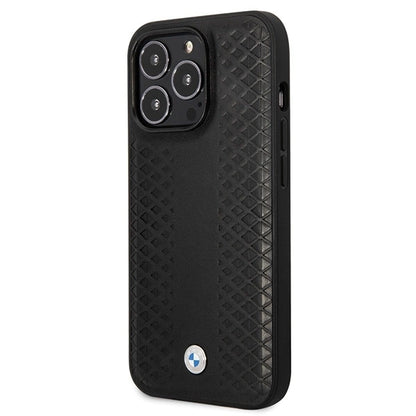 BMW Leather Diamond Pattern case for iPhone 14 Pro - black_1