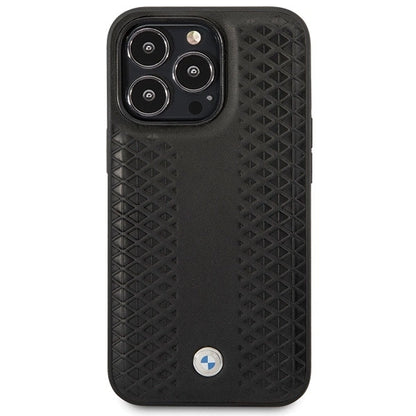 BMW Leather Diamond Pattern case for iPhone 14 Pro - black_2