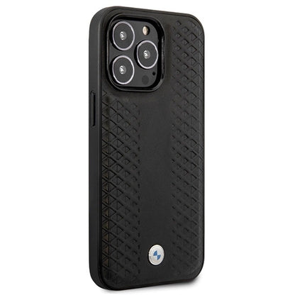BMW Leather Diamond Pattern case for iPhone 14 Pro - black_3