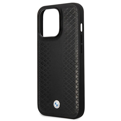 BMW Leather Diamond Pattern case for iPhone 14 Pro - black_5