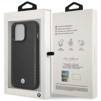 BMW Leather Diamond Pattern case for iPhone 14 Pro - black_7