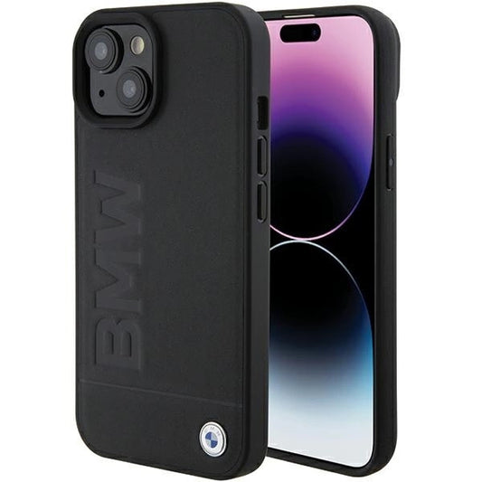 BMW Leather Hot Stamp case for iPhone 15 Plus - black_0