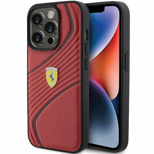 Ferrari Twist Metal Logo case for iPhone 15 Pro - red_0