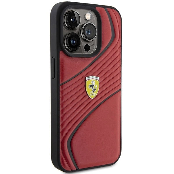 Ferrari Twist Metal Logo case for iPhone 15 Pro - red_3