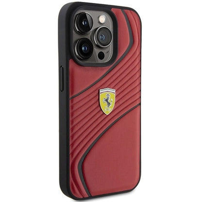 Ferrari Twist Metal Logo case for iPhone 15 Pro - red_3