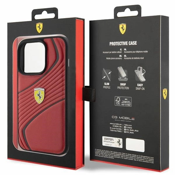 Ferrari Twist Metal Logo case for iPhone 15 Pro - red_7