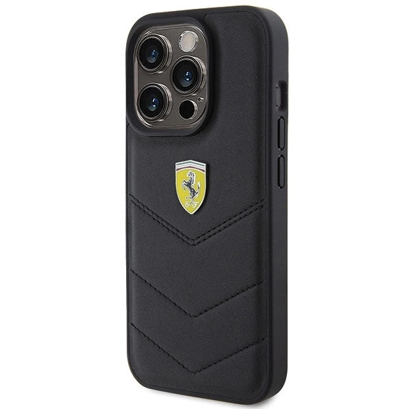 Ferrari Quilted Metal Logo case for iPhone 15 Pro - black_1