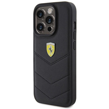 Ferrari Quilted Metal Logo case for iPhone 15 Pro - black_1