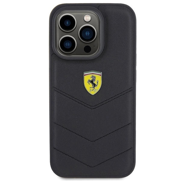 Ferrari Quilted Metal Logo case for iPhone 15 Pro - black_2