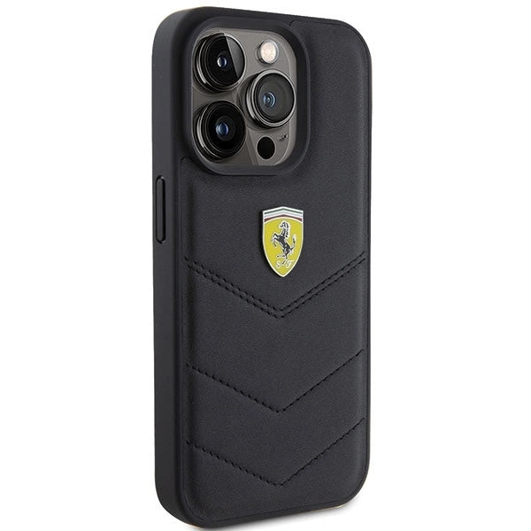 Ferrari Quilted Metal Logo case for iPhone 15 Pro - black_3