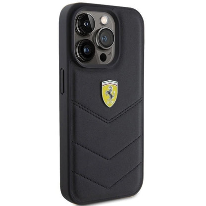 Ferrari Quilted Metal Logo case for iPhone 15 Pro - black_3