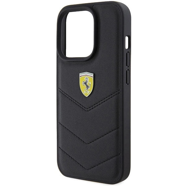 Ferrari Quilted Metal Logo case for iPhone 15 Pro - black_5