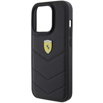 Ferrari Quilted Metal Logo case for iPhone 15 Pro - black_5