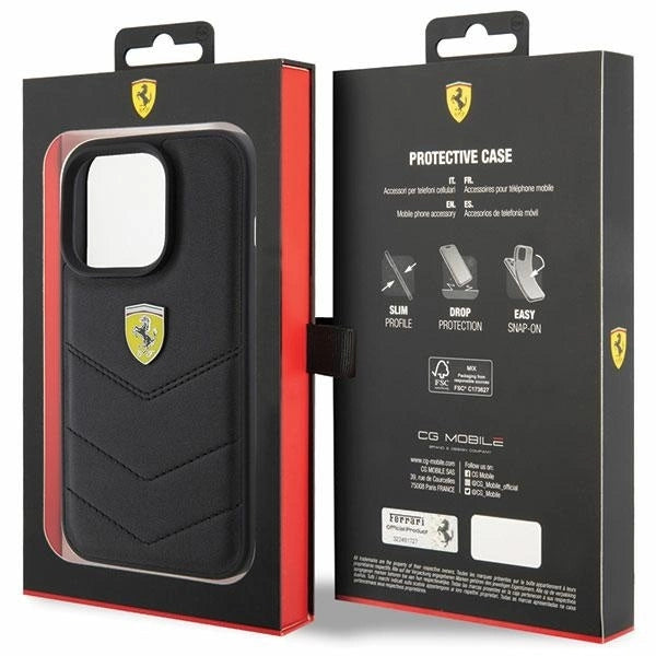 Ferrari Quilted Metal Logo case for iPhone 15 Pro - black_7