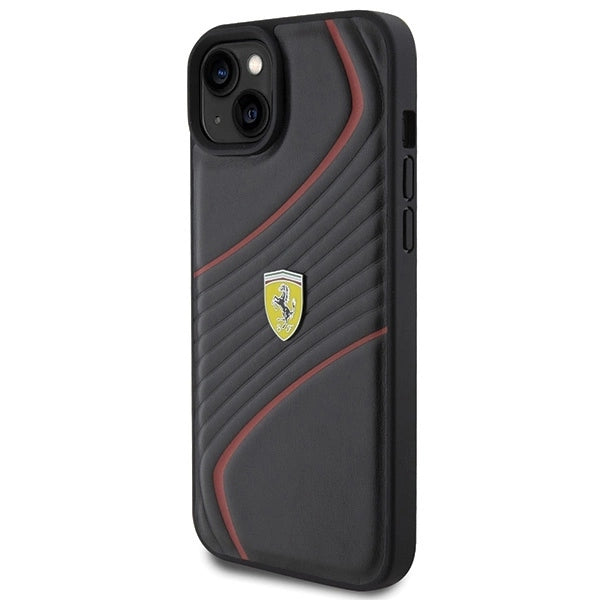 Ferrari Twist Metal Logo case for iPhone 15 Plus - black_1