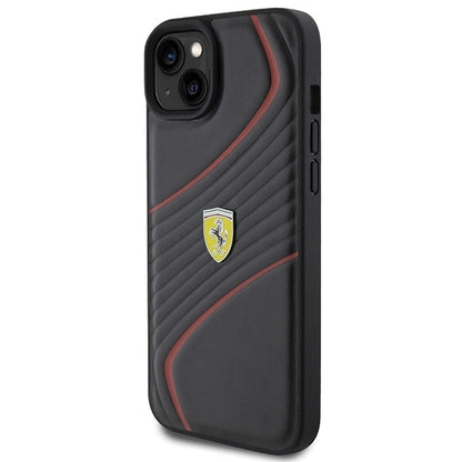 Ferrari Twist Metal Logo case for iPhone 15 Plus - black_1