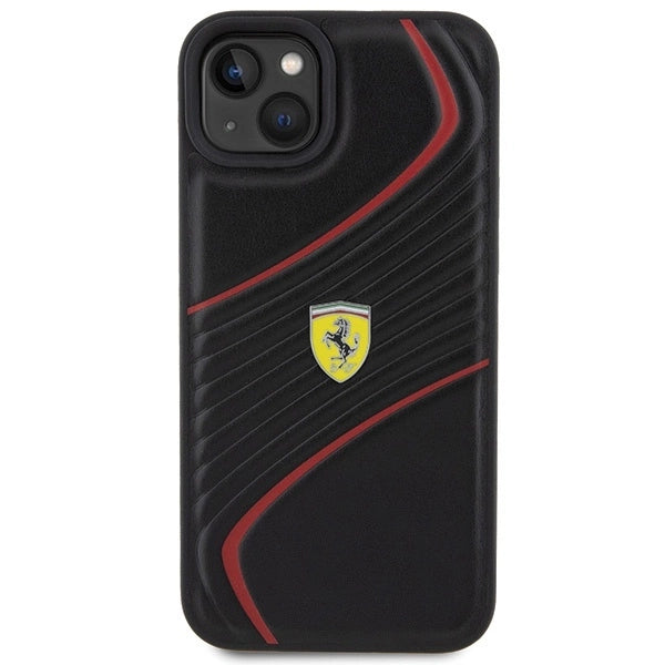 Ferrari Twist Metal Logo case for iPhone 15 Plus - black_2