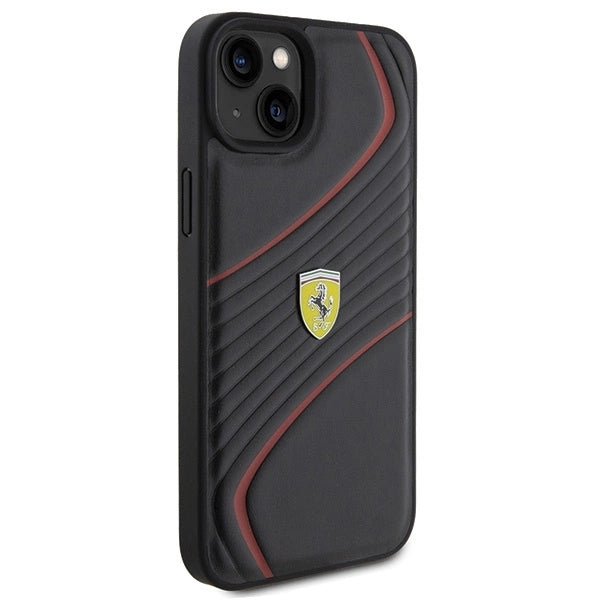 Ferrari Twist Metal Logo case for iPhone 15 Plus - black_3