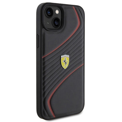Ferrari Twist Metal Logo case for iPhone 15 Plus - black_3