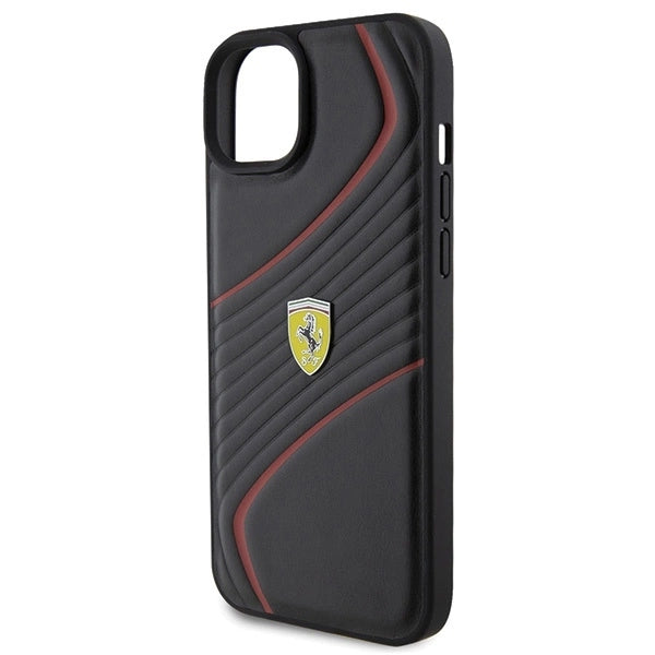 Ferrari Twist Metal Logo case for iPhone 15 Plus - black_5