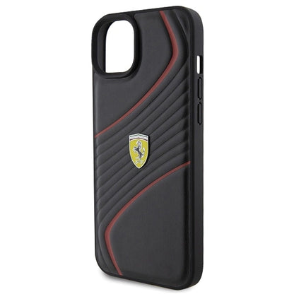 Ferrari Twist Metal Logo case for iPhone 15 Plus - black_5