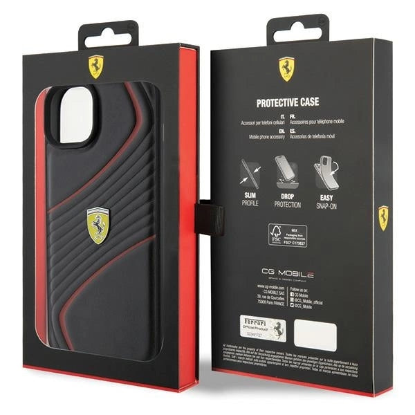 Ferrari Twist Metal Logo case for iPhone 15 Plus - black_7
