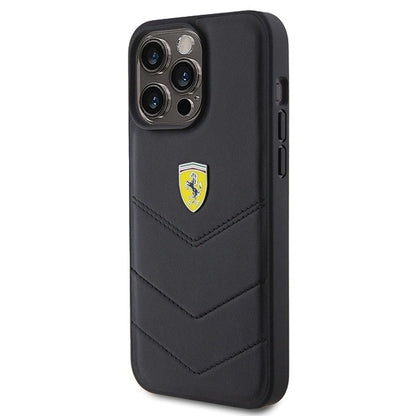 Ferrari Quilted Metal Logo case for iPhone 15 Pro Max - black_1