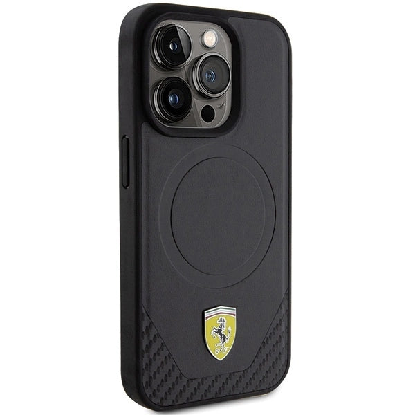 Ferrari Carbon Metal Logo MagSafe case for iPhone 15 Pro - black_3
