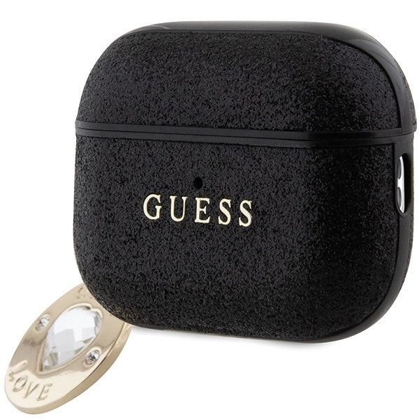 Guess GUAP2PGEHCDK case for AirPods Pro 2 cover - black Fixed Glitter Heart Diamond Charm_2